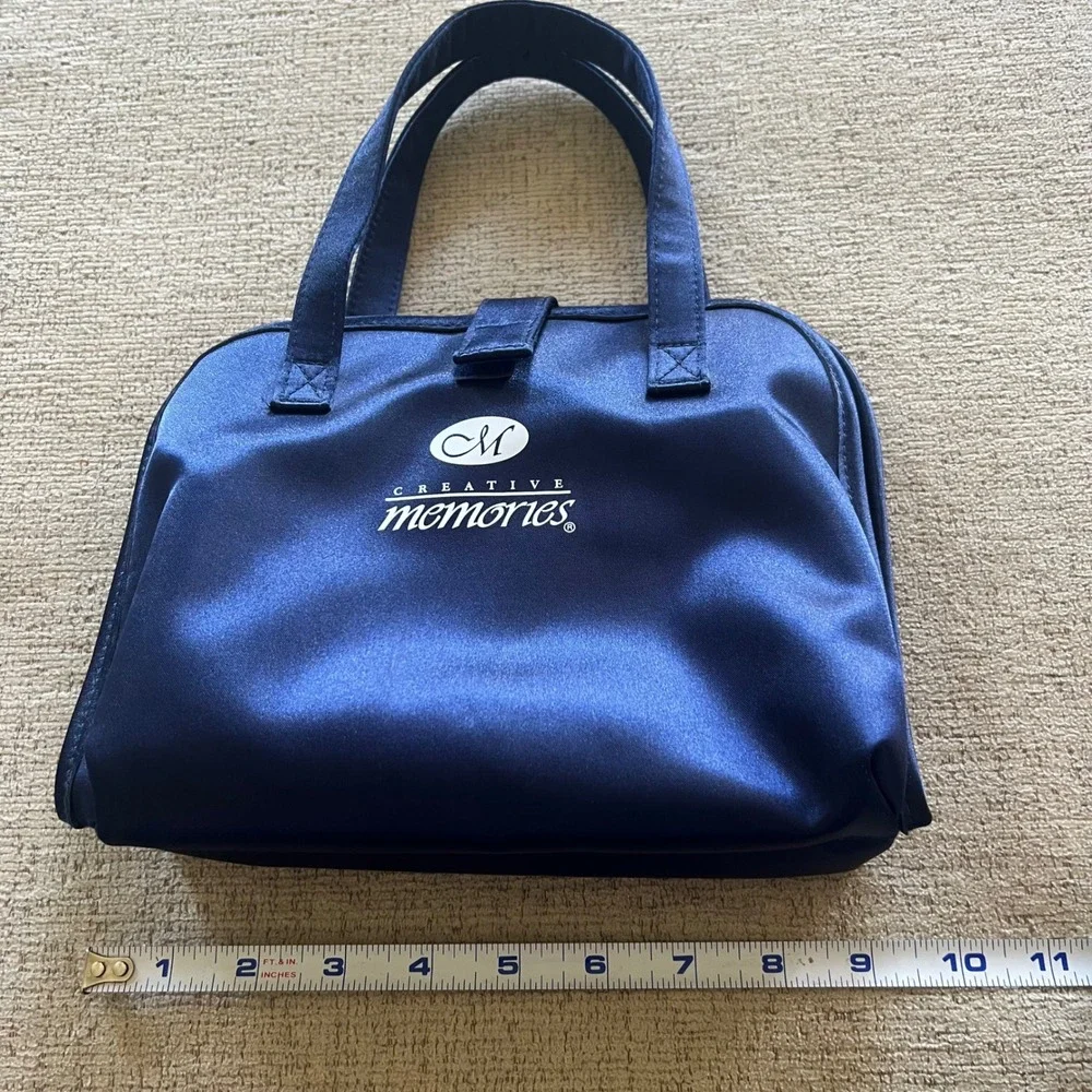 Creative Memories Navy Blue Satin Travel Weekender Bag Scrapbook Supply Case